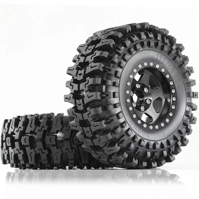AC52-4Pcs 120Mm 1,9 Zoll Metall Beadlock Felge Gummi Reifen Set Für 1/10 RC Crawler Auto TRX4 D90 D110 Axial SCX10
