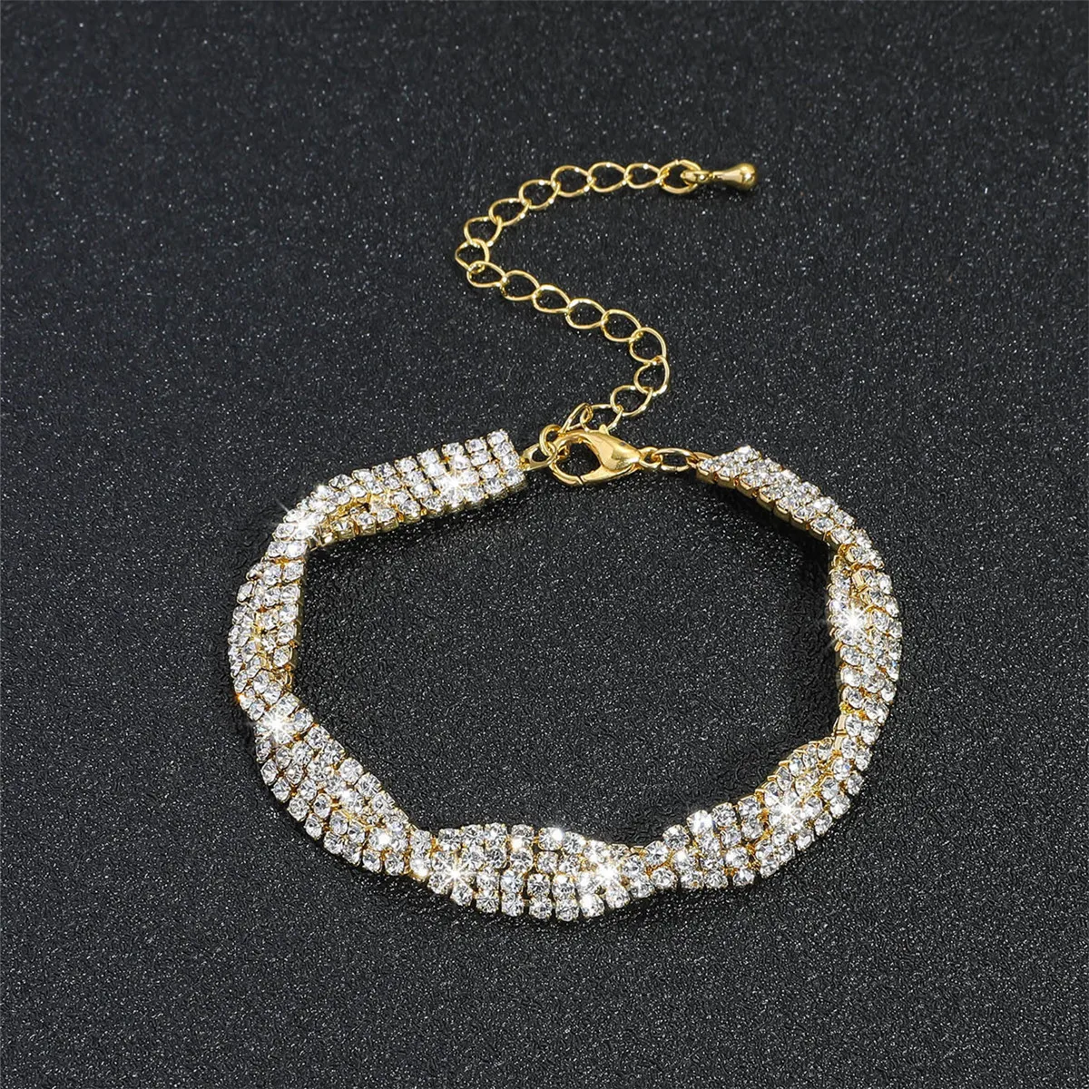 DINGKA New Geometric Water Diamond Ankle Bracelet Luxury Shiny Fashion Footwear Simple Beach Ankle Chain Silver Color