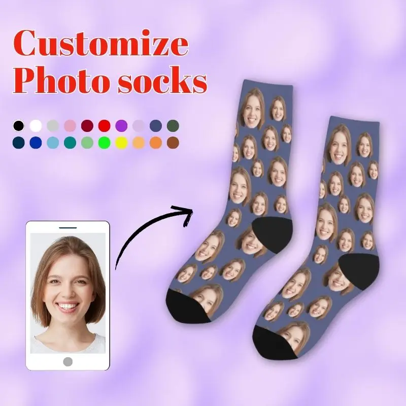 Customized printing of your photos, personalized long socks, colored socks, men\'s women neutral socks, fun and innovative socks,