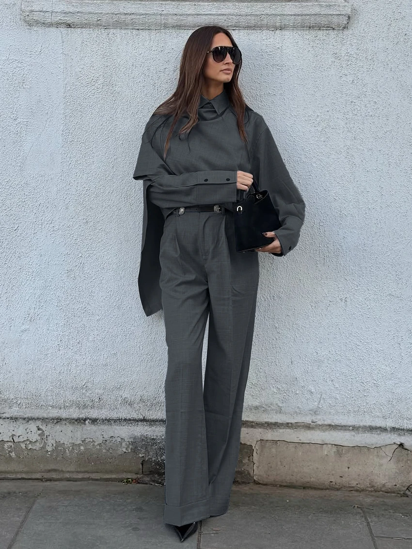 

Marthaqiqi Fashion Ladies Nightwear Set Long Sleeve Sleepwear Turn-Down Collar Pajama Pants Winter Female Nightgown 2 Piece Suit