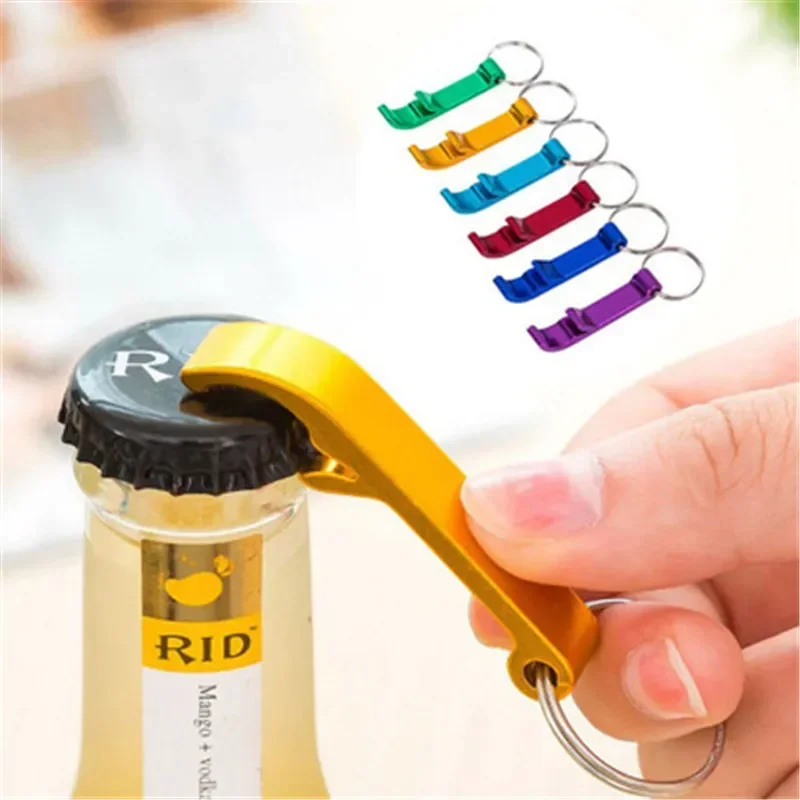 Portable Beer Bottle Opener Keychain 4 In 1 Pocket Aluminum Beer Bottle Opener Can 5 Colors Wedding Party Favor Gifts