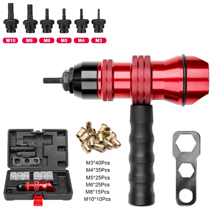 

M3, M4, M5, M6, M8, M10 electric nut gun riveting nut conversion head aluminum alloy electric drill variable riveting nut gun
