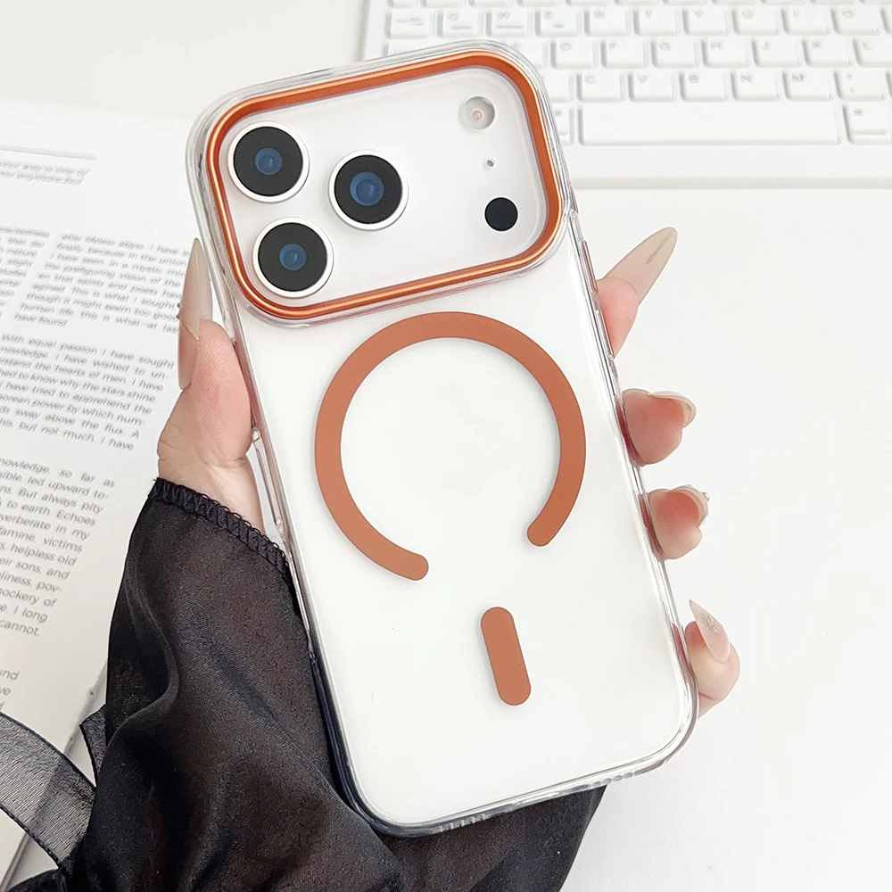 

For iPhone 17 Air Pro Max Case Rugged Non-Yellowing Never Deform Magsafe Ultra Clear Metal Keys Hybrid Cover Shell