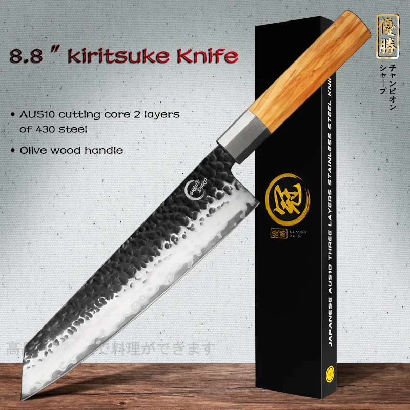

Нож GRANDSHARP kiritsuke, 9 дюймов, 2 слоя, искусственный Японский стальной брикет, нож для нарезки рыбы, мяса, инструменты для готовки, поварской нож