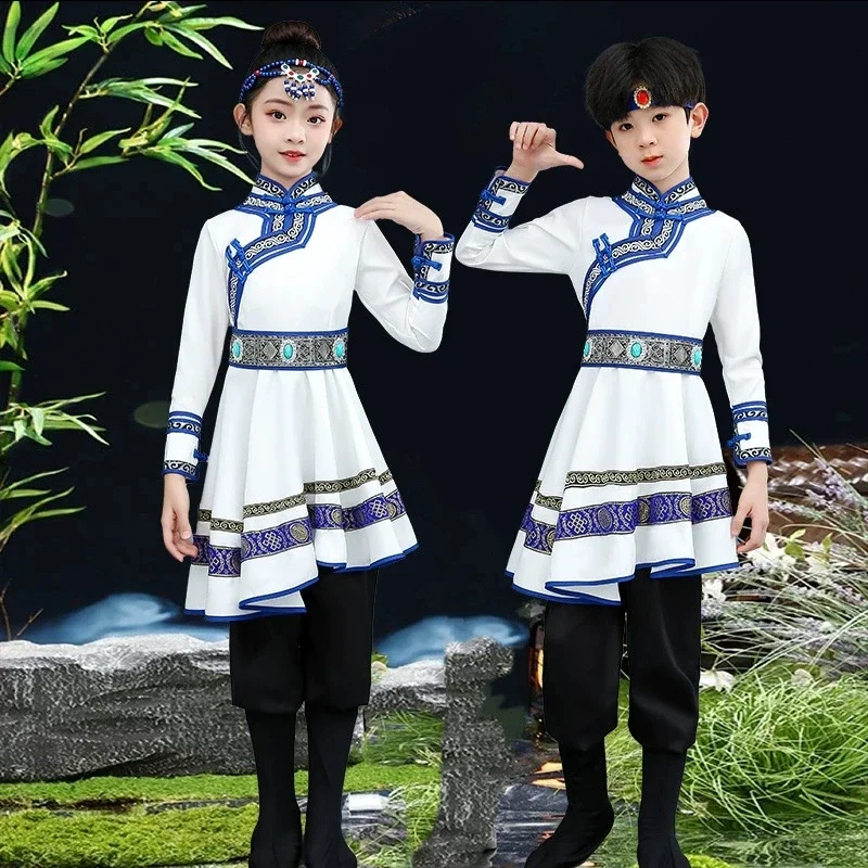 2025 Children's Mongolian dance performance costumes for male and female ethnic minority exam performance costumes