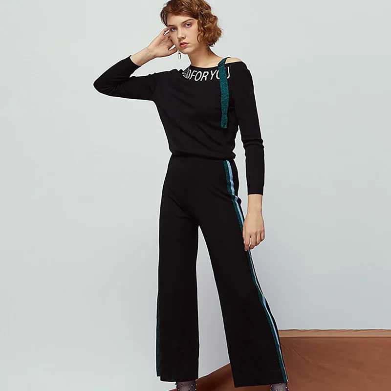 

Сезонный повседневный модный цельный костюм из шерстяного трикотажа с диагональным плечевым швом, приталенный, прямой крой, женский 8020KF948