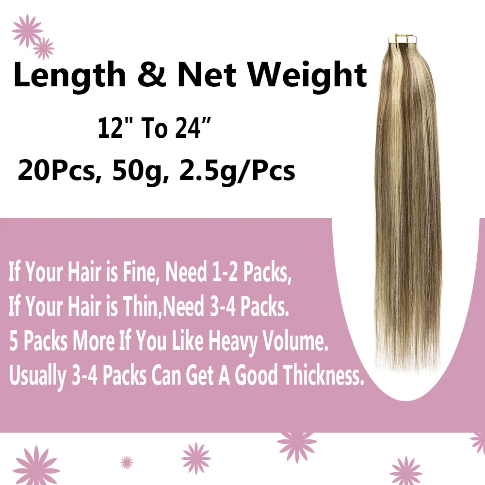 Tape In Hair Extensions Real Human Hair Human Hair Extensions Remy Natural Hair Straight Hair Double Side Tape In Extensions