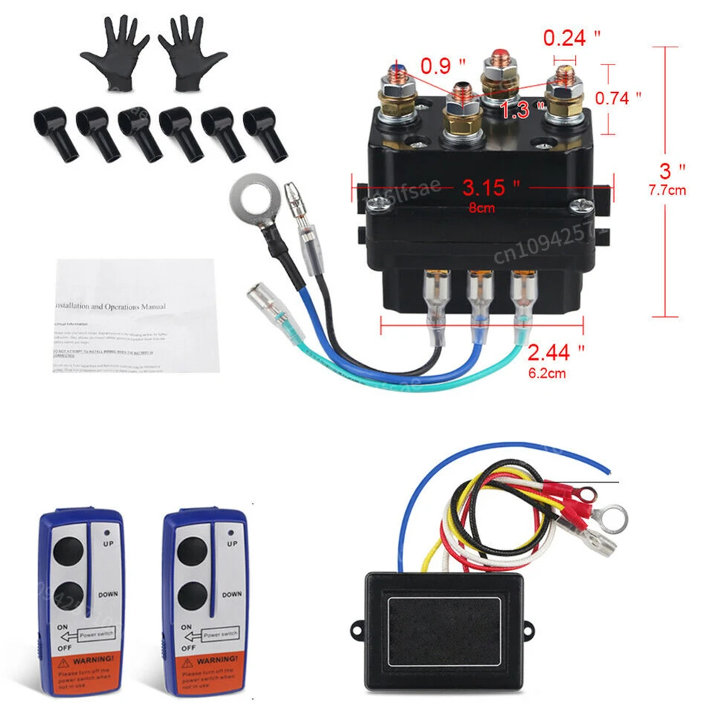 12V 250A Winch Control Relay Solenoid Contactor Winch Control Solenoid Relay Twin Wireless Remote Recovery for  ATV SUV