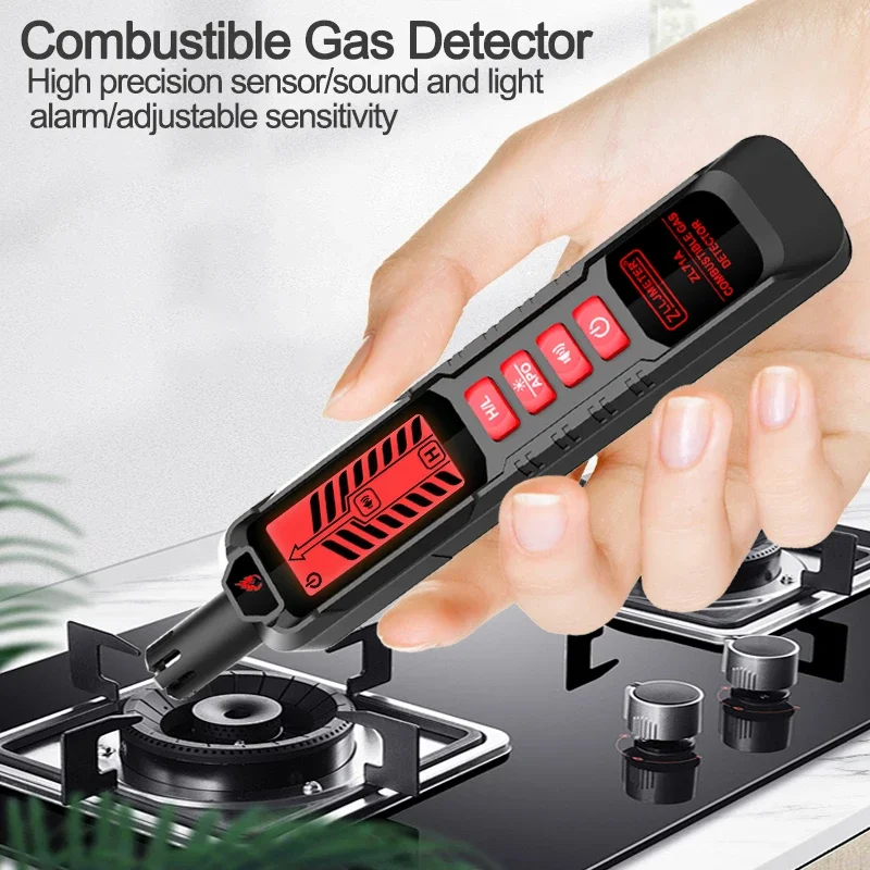 Gas Leak Detector Combustible Natural Flammable Alcohol LPG Methane Analyzer Buzzer Alarm PPM Analyzer Combustible Sensor Tool