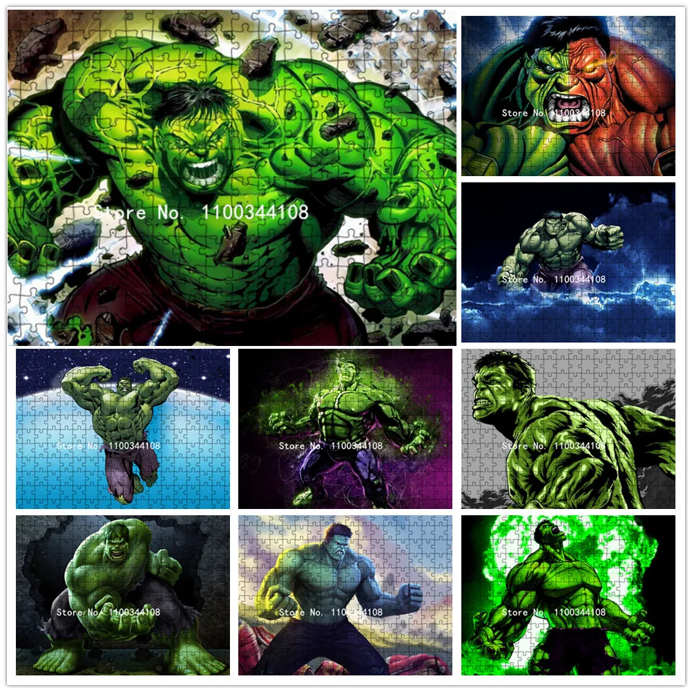 Disney Marvel Hulk Bruce Jigsaw Puzzles 300/500/1000 Pcs Cartoon Paper Puzzle Adults Decompress Children Education Toys Gift