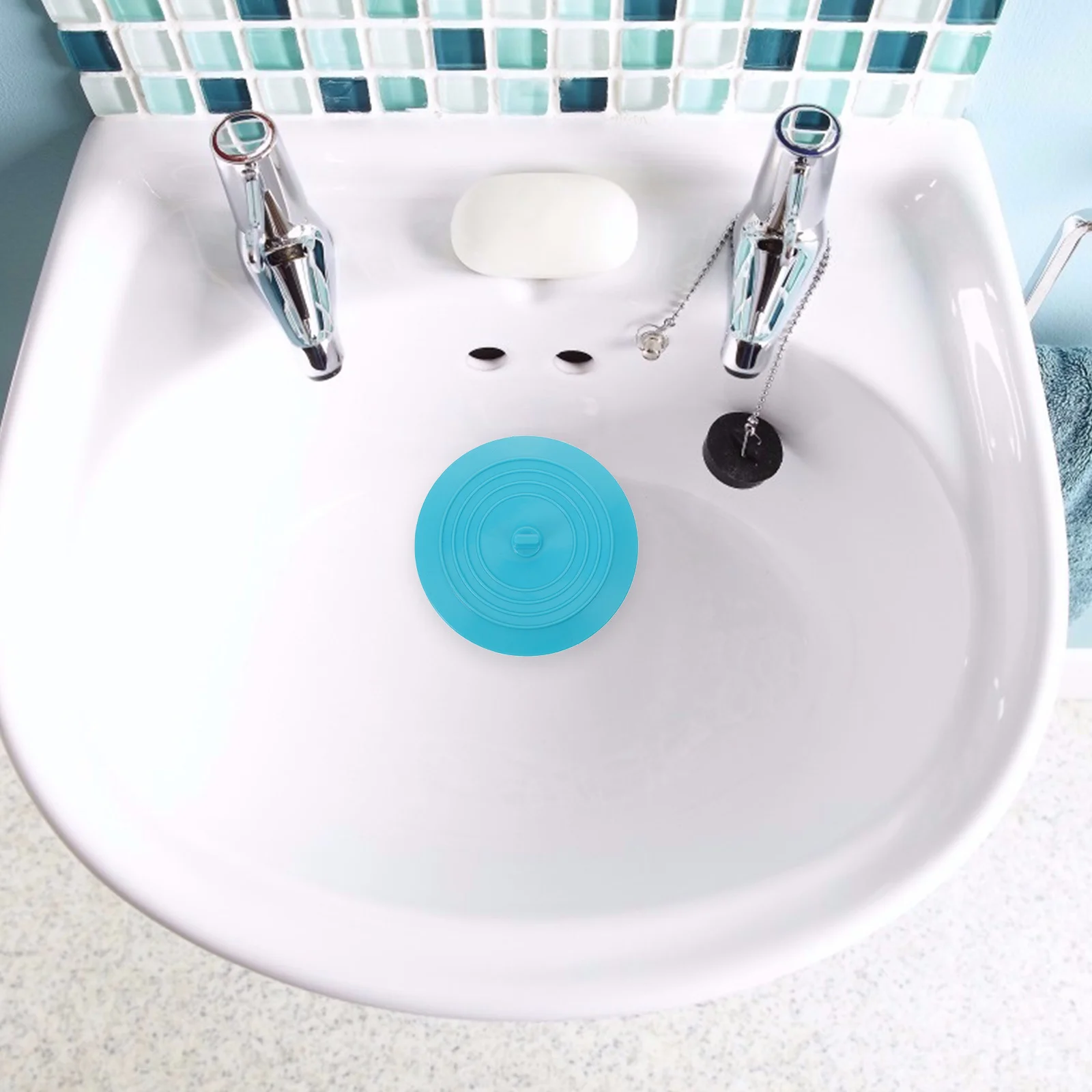 

Bathtub Stopper Blue Silicone Seal Leak Proof Suction Cup Universal Drain Cover Bath Tub Drain Stopper Bathroom Sink Shower