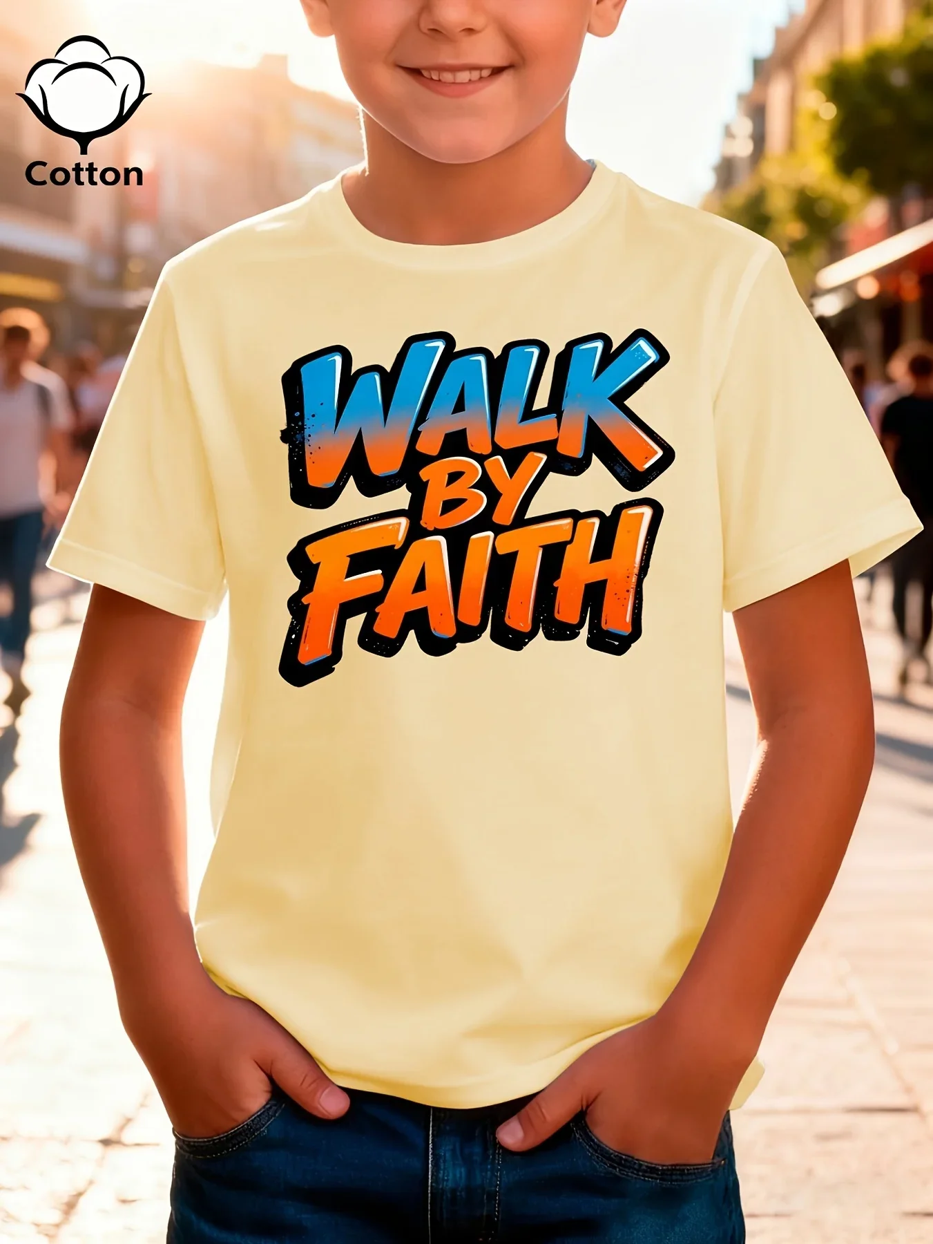 Children's Moving Forward with Confidence Creative T-Shirt Casual Comfortable Short-Sleeved Summer Parent-Child Outfit