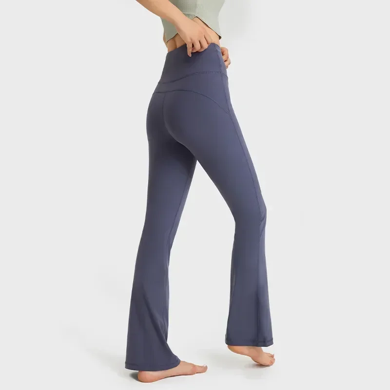 Groove, weites Bein, ausgestellte lange Hose für Damen mit hoher Taille und hüfthebender, elastischer, lässiger Fitness-Übungs-Yogahose