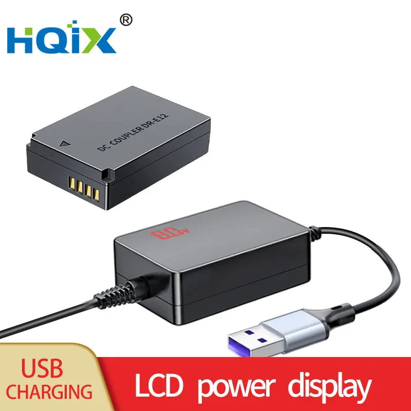 

HQIX for Canon EOS Rebel sL1 EOS M M200 M50 M2 M10 Camera ACK-E12 Virtual Battery USB Power Adapter