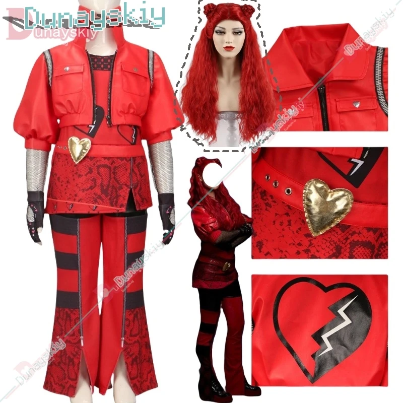 Kids Girls Princess Red Cosplay 2024 Movie D-Descendants Rise Fantasia Costume Children Disguise Outfit Halloween Party Suit