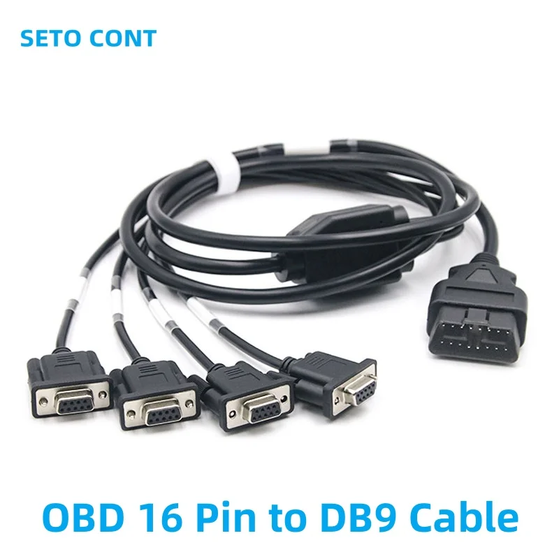 12V 24V OBD Cable 16 Pin Male to Four DB9 Female 4 in 1 VGA D-sub 9 Pin OBDII Adapter RS232 Serial Port Line OBD2 Cable