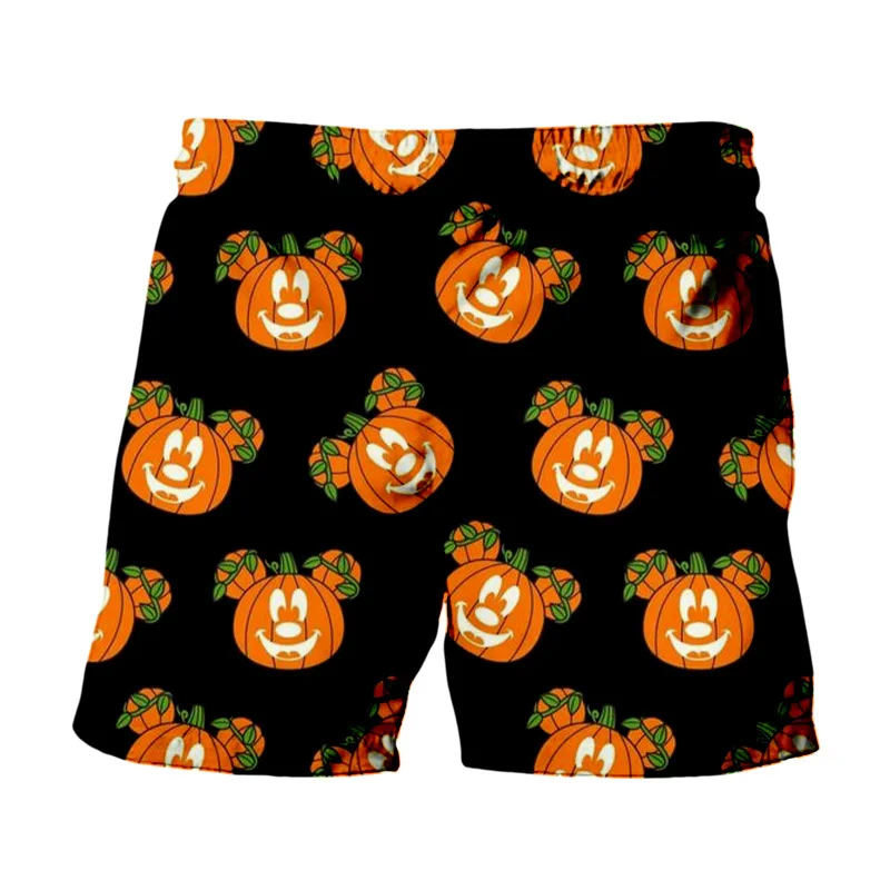 2022 New Horror Halloween Collection Disney Brand Mickey and Minnie Anime Print Summer Men\'s Fashion Beach Party Casual Shorts