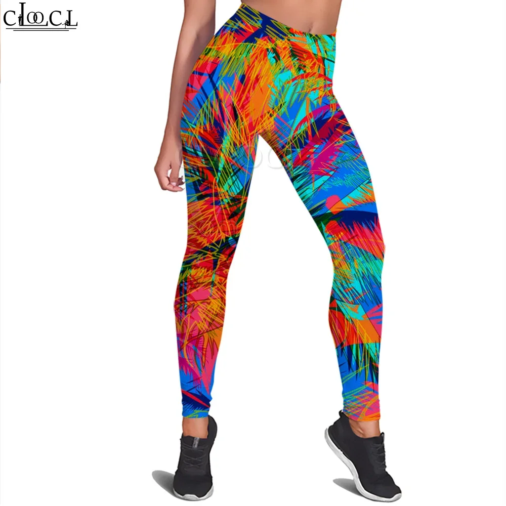 CLOOCL-mallas de moda Harajuku para mujer, pantalones de cintura alta, mallas de entrenamiento, pantalones deportivos estampados, pantalones femeninos