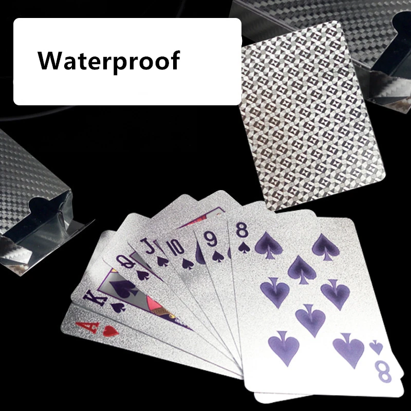 54pcs Original Waterproof Luxury Gold Silver Foil Plated Poker Premium Matte Plastic Board Games Playing Cards Gift Collection