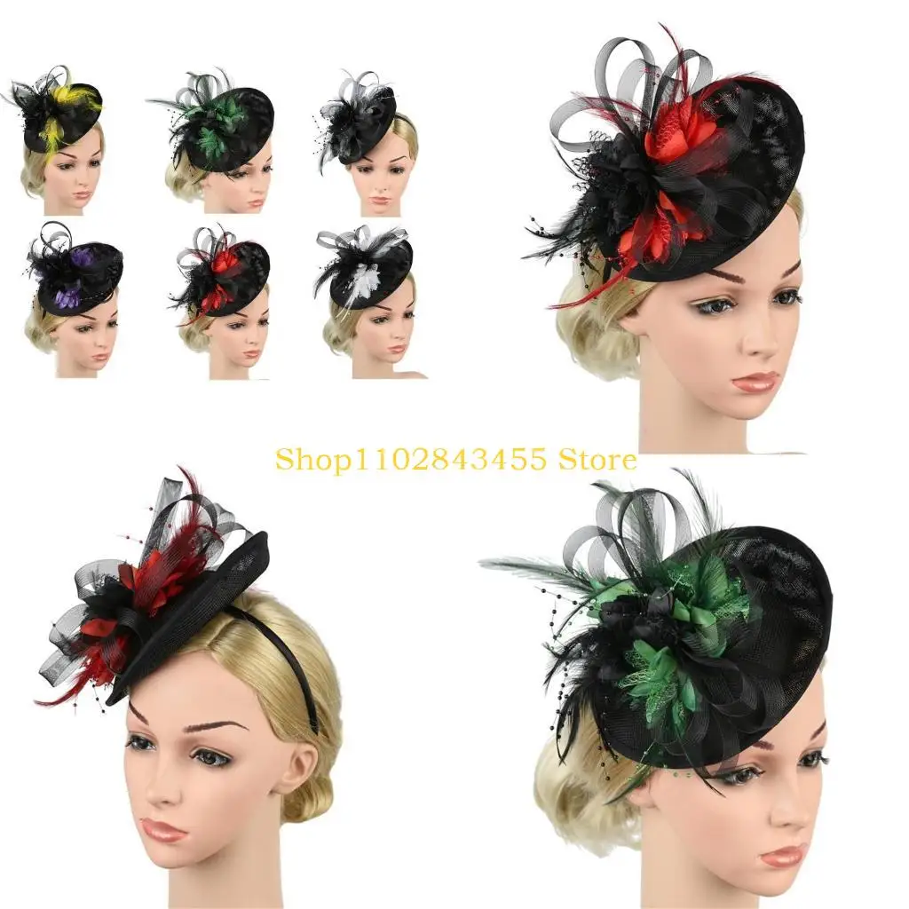 

49MC Flower KentuckyDerbyHat for Tea Party Women Fascinator Pillbox Hat Church ClocheHat Bridal Shower Party Accessories