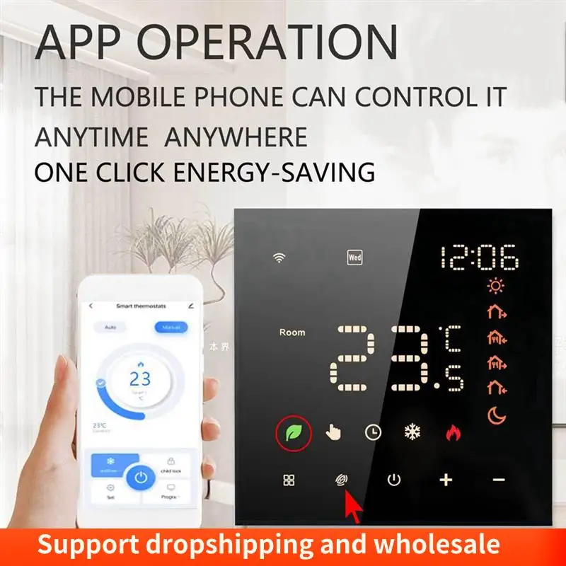 AA86 Tuya Wifi Termostato Intelligente Termostato per Riscaldamento a Pavimento Smart Home Termostato Intelligente Controllo Vocale Schermo a Colori Led Bianco