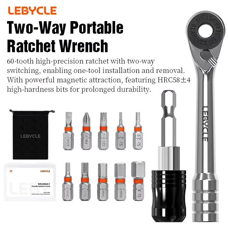 

Two-Way Portable Ratchet Wrench 60 Tooth Ratchet Wrench Torque Screwdriver Portable High Quality Bike Repair Tool