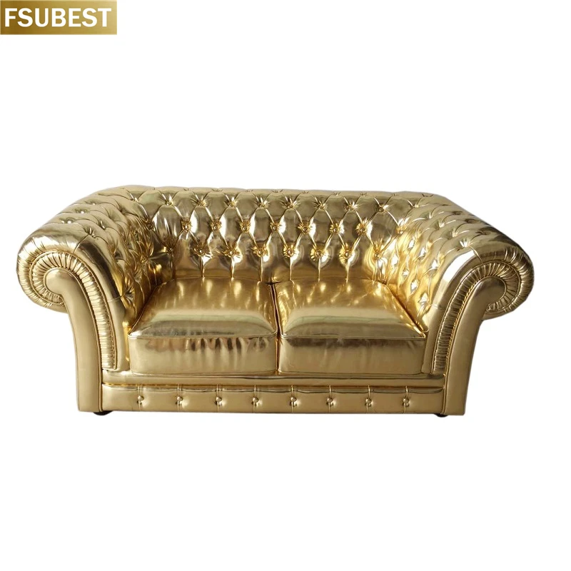 Chesterfield Leather Sofa Set Luxury Modern Golden Leather Chesterfield Sofa For Sale Vintage Deep Button Tufted Pu Leather Sofa