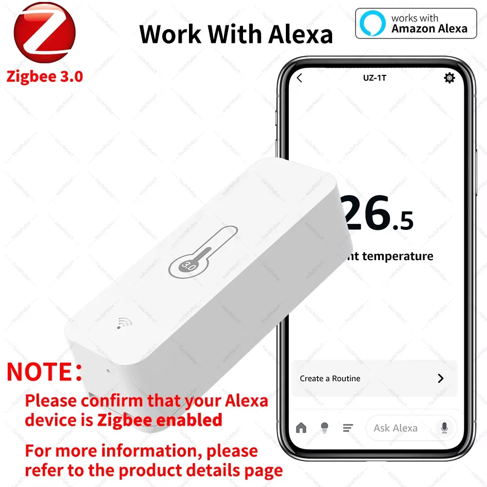 Zigbee 3.0 Smart Temperature & Humidity Sensor Indoor Thermometer Hygrometer Monitor Works with Home Assistant Z2MQTT Yandex ZHA