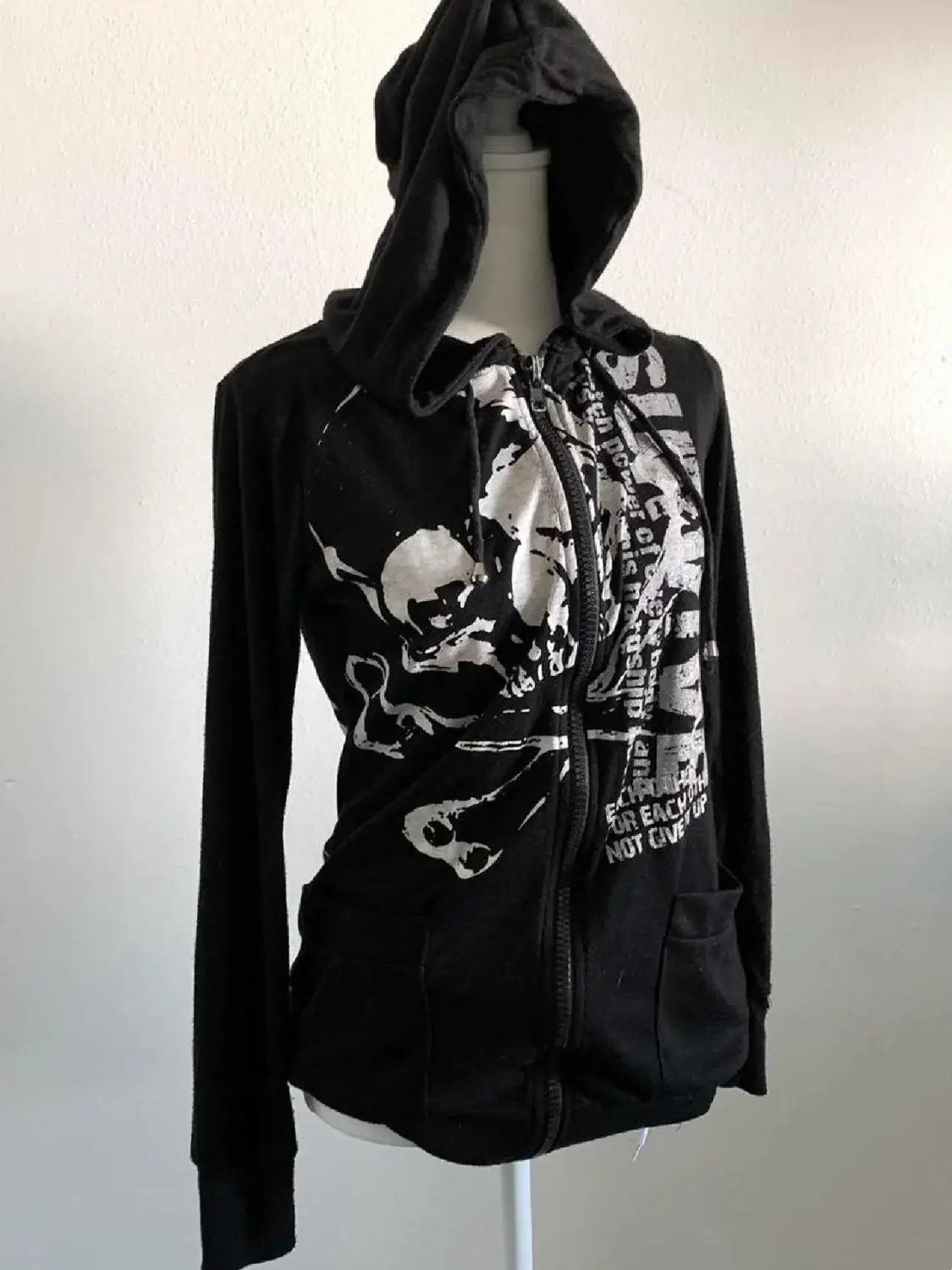 Black Gothic Retro Punk Hooded for Women 2000s American Retro Sweatshirts Street Style and Y2K Fashion T-Shirt Top Harajuku Chic