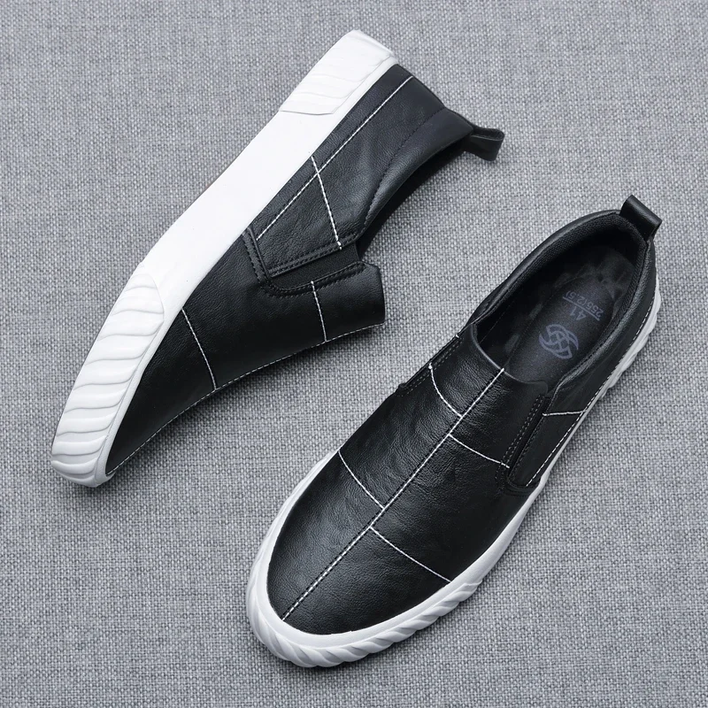 2024 Shoes for Men Leather Casual Shoes Spring New Designer Fashion Leisure Slip-on Loafers Flat Shoes