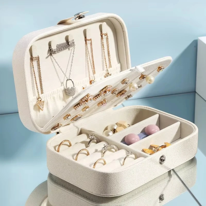 2026 Portable Jewelry Box Jewelry Organizer Display Travel Jewelry Case Boxes Button Leather Storage Zipper Jewelers Joyero