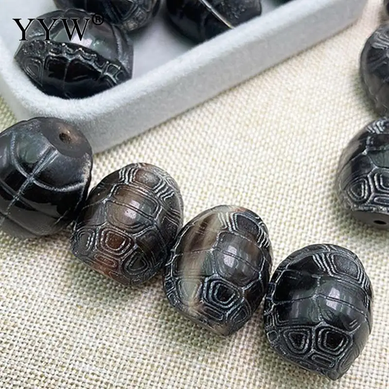 5PC Natural Black Ox Horn Turtle Gemstone Beads 22x19mm Jewelry Handmade Making Diy Necklace Bracelet Earring Tibetan Dzi Bead