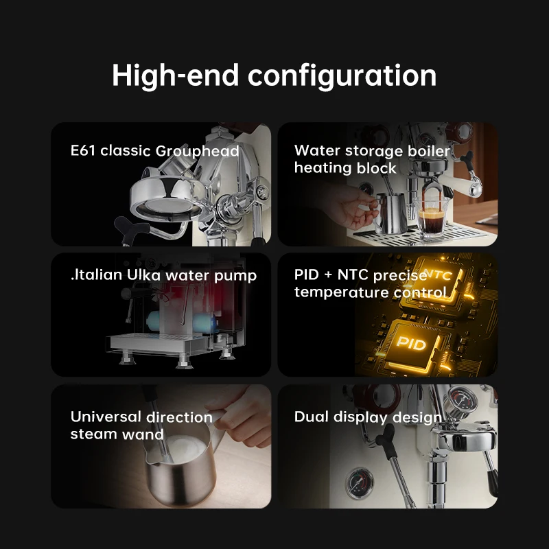 Profesjonalna ekspres do kawy E61, 20 bar, pompa wibracyjna, stal nierdzewna, elektryczny, do hoteli, samochodów, kamperów, cena fabryczna.