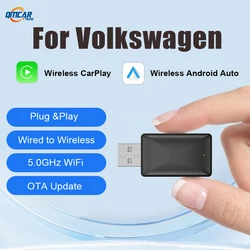 Wireless Carplay Adapter Android Auto Dongle 2in1 Car Intelligent Systems 2024 For Volkswagen CC Beetle Golf R Fox Golf GTI 