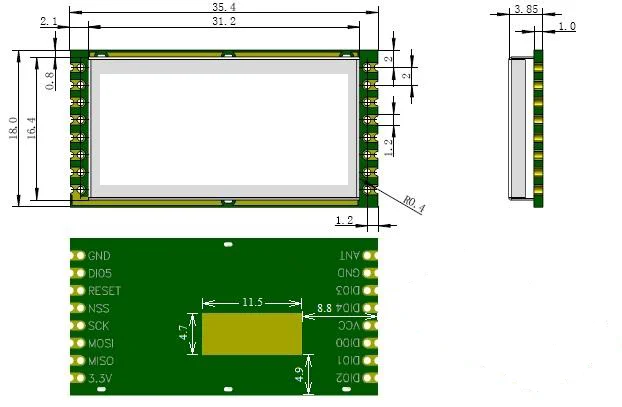 YTX76PA-868\ 915 LORA RF radio frequency high power transceiver module 27DB\ FSK