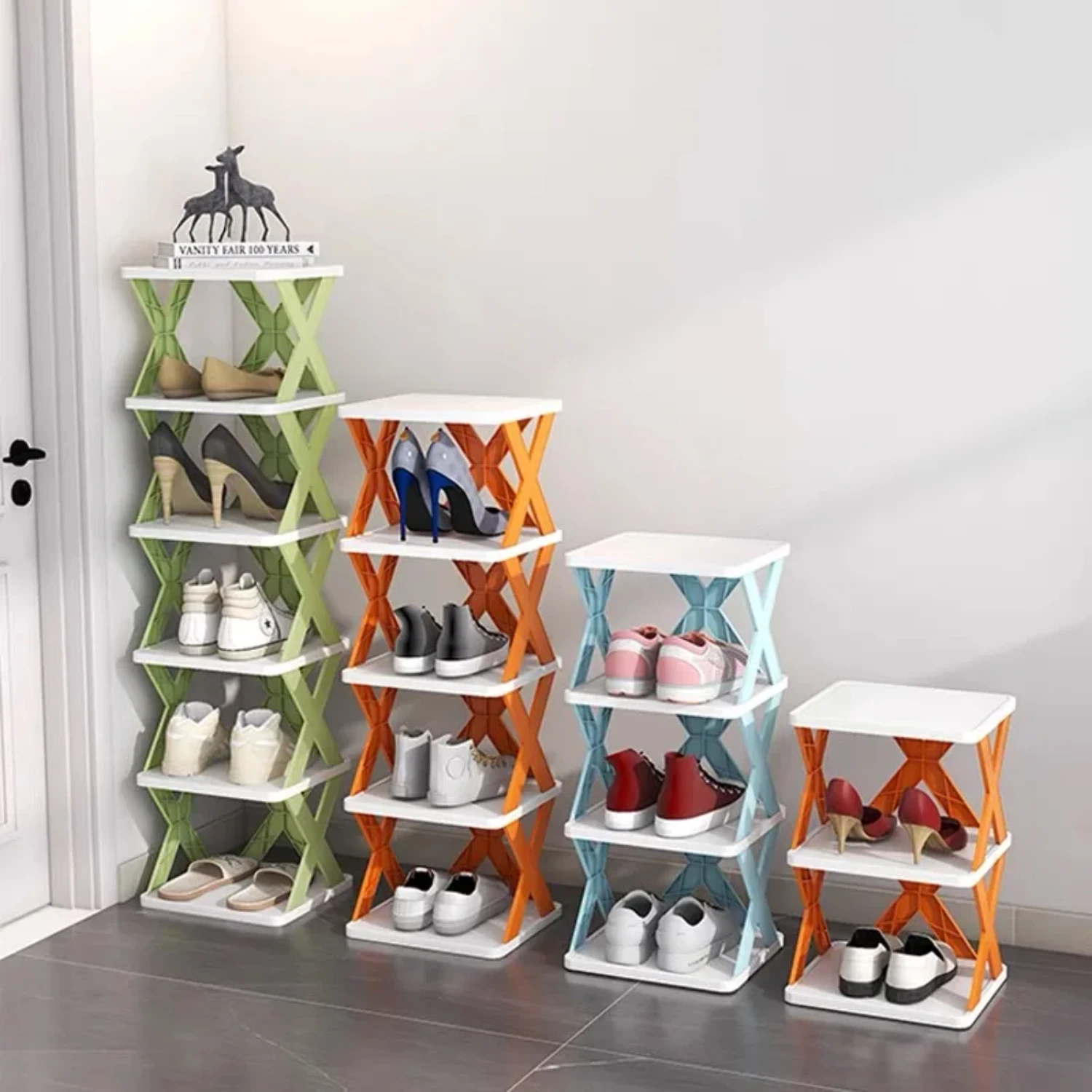 Stackable Multi-layer Plastic Shoe Rack Box Cabinet – Space-saving Shoe Storage Device