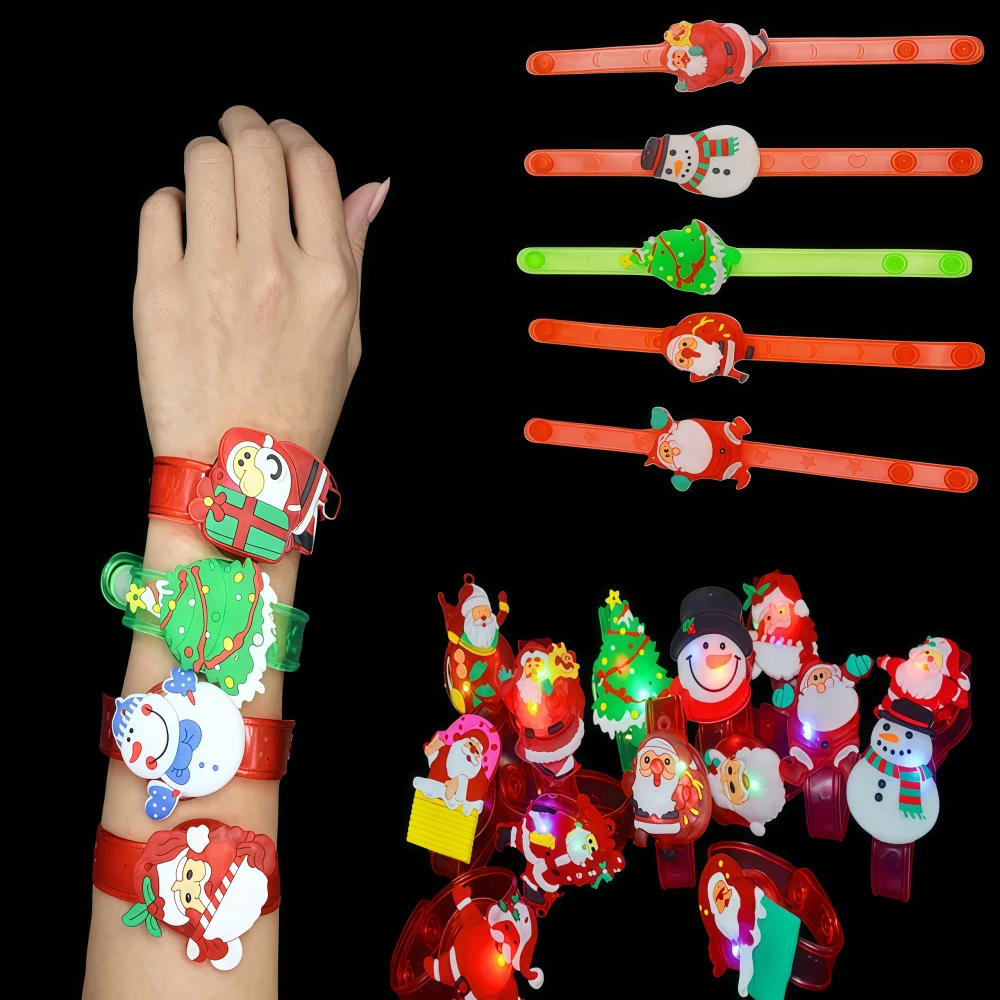 12-36Pcs Christmas Tree Elderly Pattern Glowing Watch Christmas New Year Carnival Party Gift School Kindergarten Prize Gift Pack