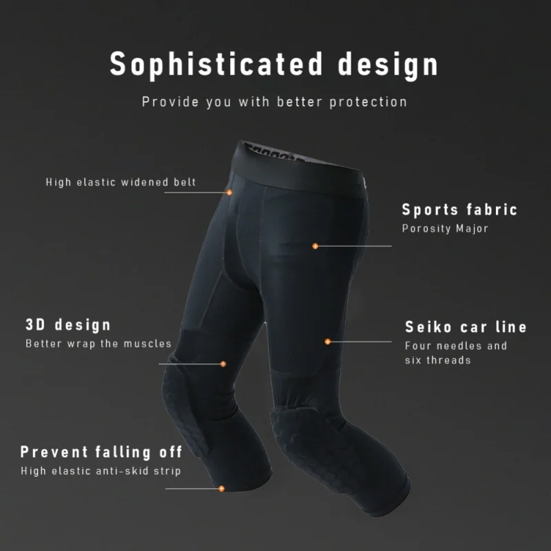 Children Boys Padded Sport Tights Basketball Compression Pants Athletic Padding Supplies Compression Pants Workout Legging