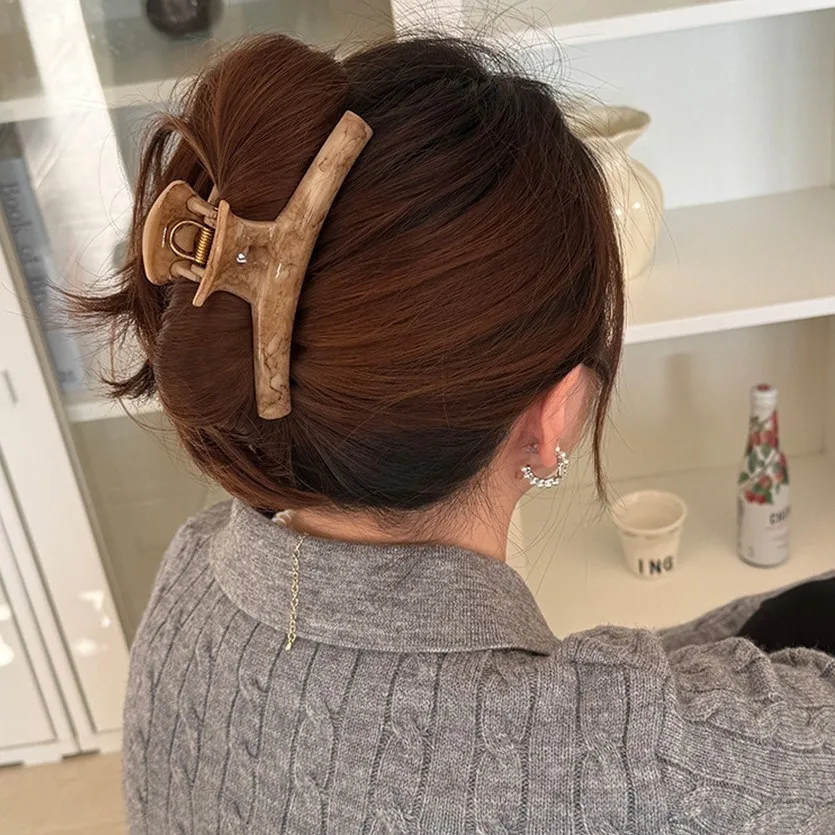 

Apricot Marble Hair Claw Clip Vintage French Style Premium Versatile for Bun Ponytail Updo Office Festival