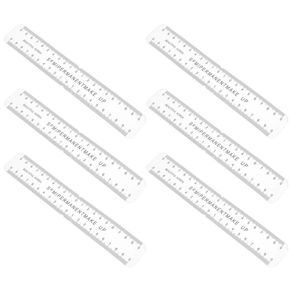 

6Pcs Curved Eyebrow Ruler Transparent PVC Brow Shaping Tool for Professional Brow Mapping Symmetry Measurement Makeup Ruler Set