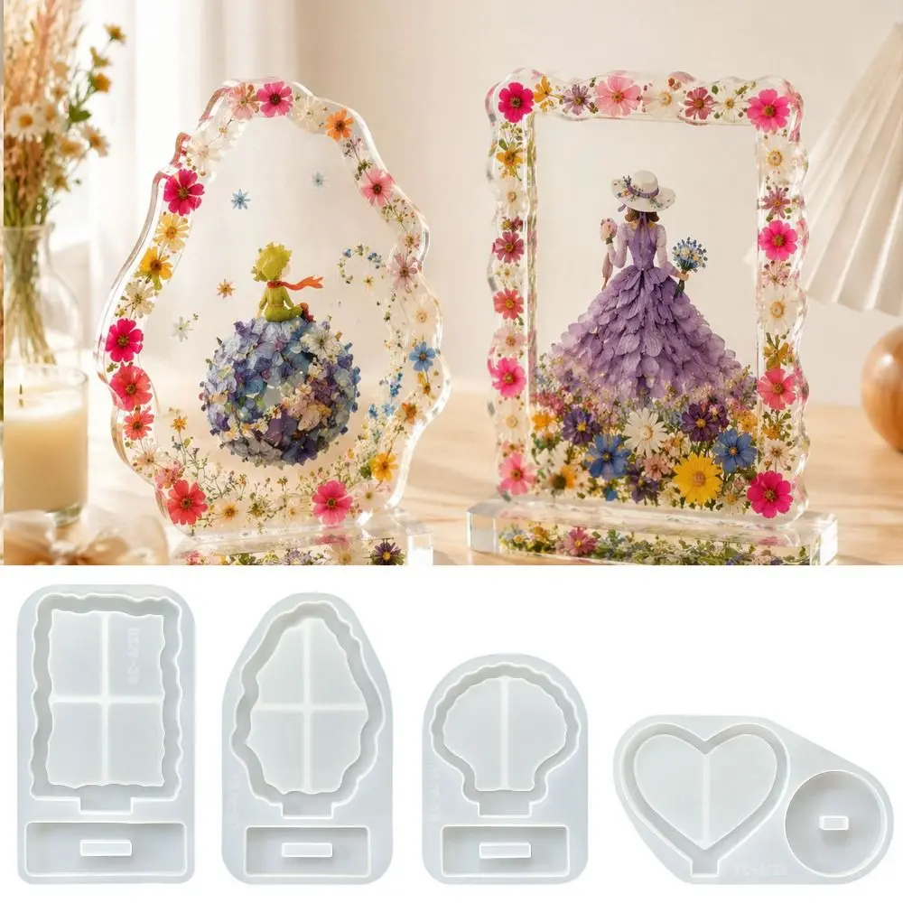 Reusable Photo Frame Drip Mold DIY Easy Release Picture Frame Silicone Molds Square Oval Shape Wave heart Silicone Resin Mold