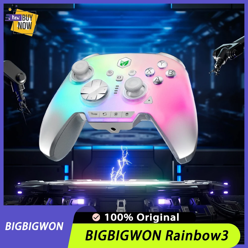 BIGBIGWON Rainbow3 Controller di gioco Gamepad Bluetooth wireless con durata della batteria da 1000 mAh Interfaccia audio da 3,5 mm per interruttore PC