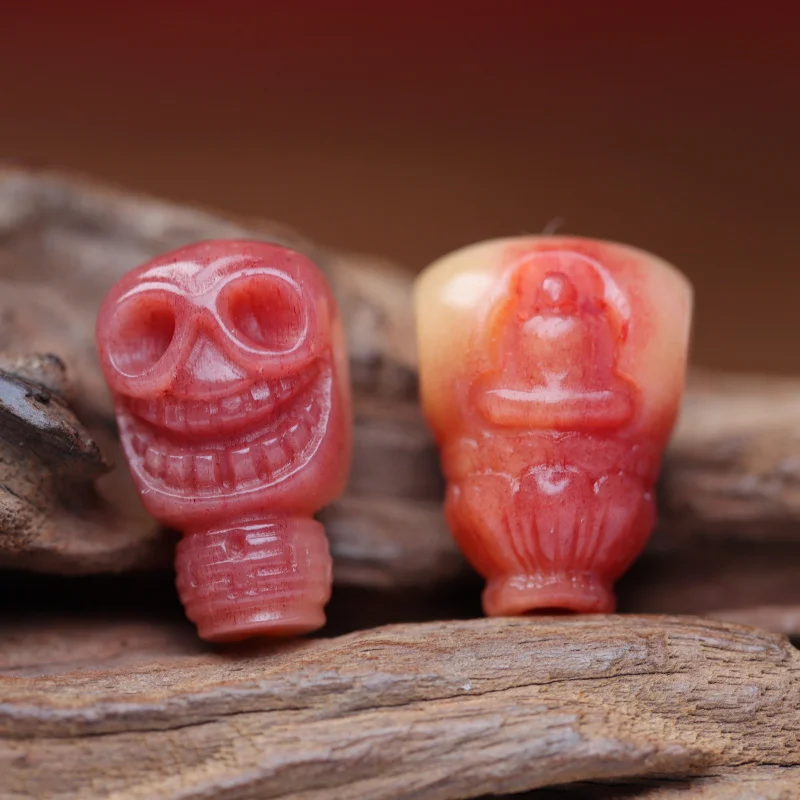 Natural bone bloodstone handmade Buddha three-way accessory beads