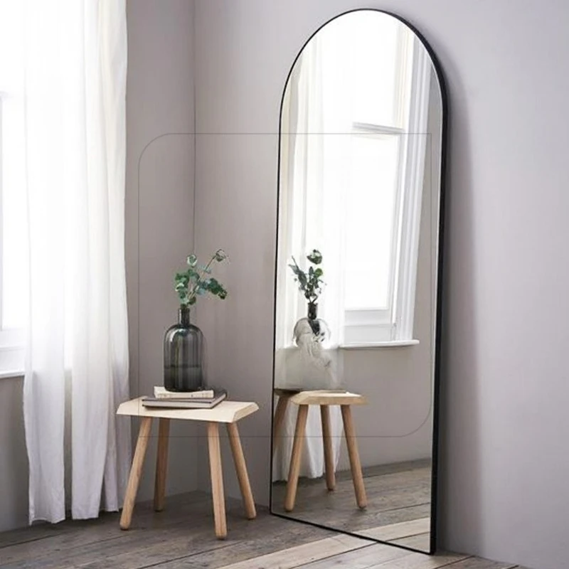 

Nordic hanging full body ultra-white high definition thin clothing store floor semi-circular full-length mirror