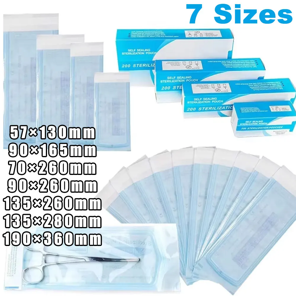 

100/200 шт. Самозапечатывающиеся пакеты для стерилизации маникюрных инструментов, одноразовые пакеты для хранения стоматологических и тату-аксессуаров