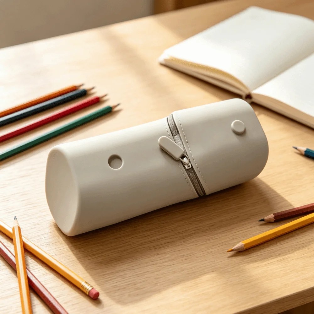 Large- Capacity Silicone Pencil Case Soft Macaron Eco-Friendly Foldable Pen Holder Solid Color Durable