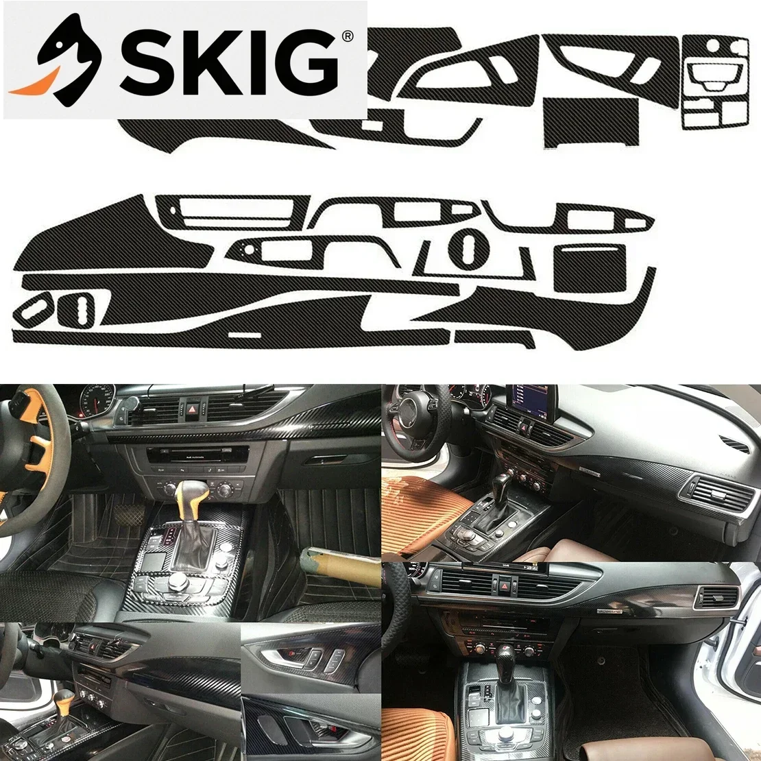 

Fit For Audi A7 2011-2018 Left Hand Drive 5D Auto Interior Dashboard Console Gear Molding Sticker Kit Carbon Fiber Style Fit