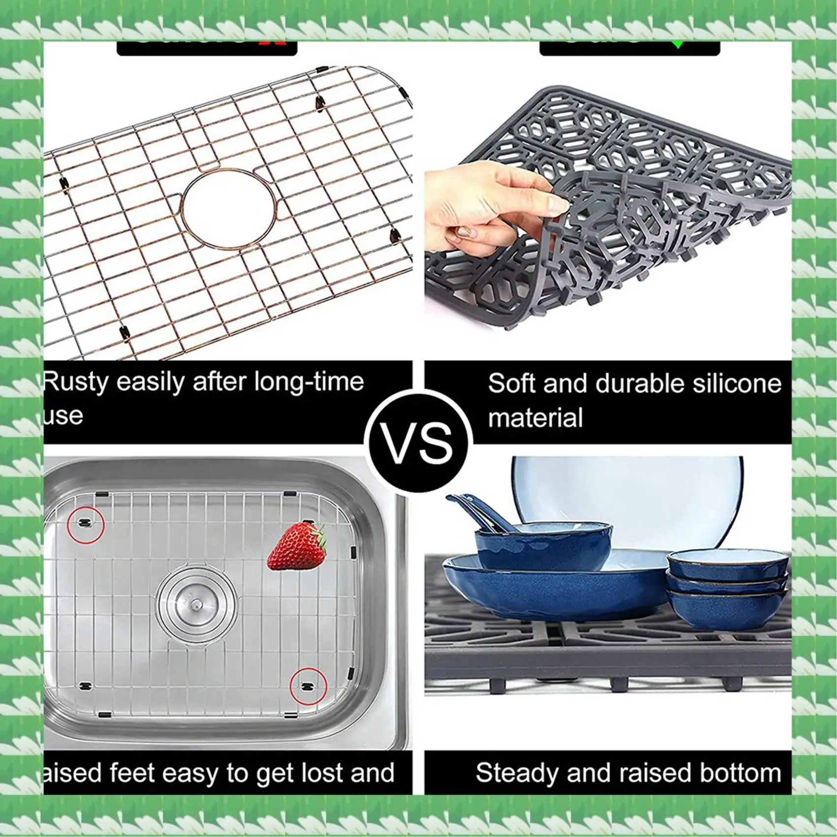 ONCE 3X Sink Mat Kitchen Sink Protector For Bottom,Stainless Steel Or Porcelain Bowl Sink, Silicone Non-Slip Heat Resistant