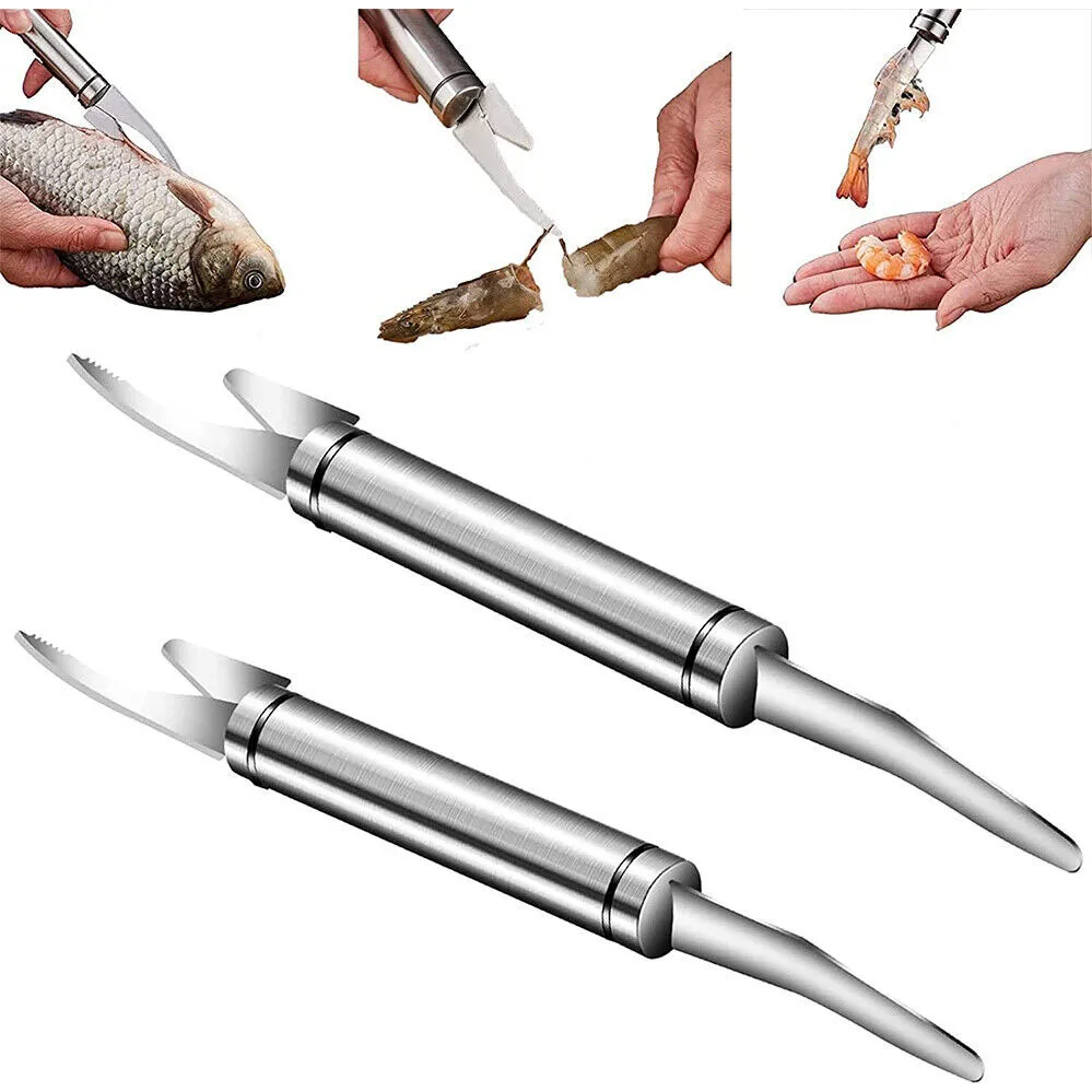 

Shrimp Peeler Stainless Steel 6 In 1 Fish Knife Double-headed Shrimp Line Multifunction Fast Cutting Fish Knife Kitchen Tool 1pc