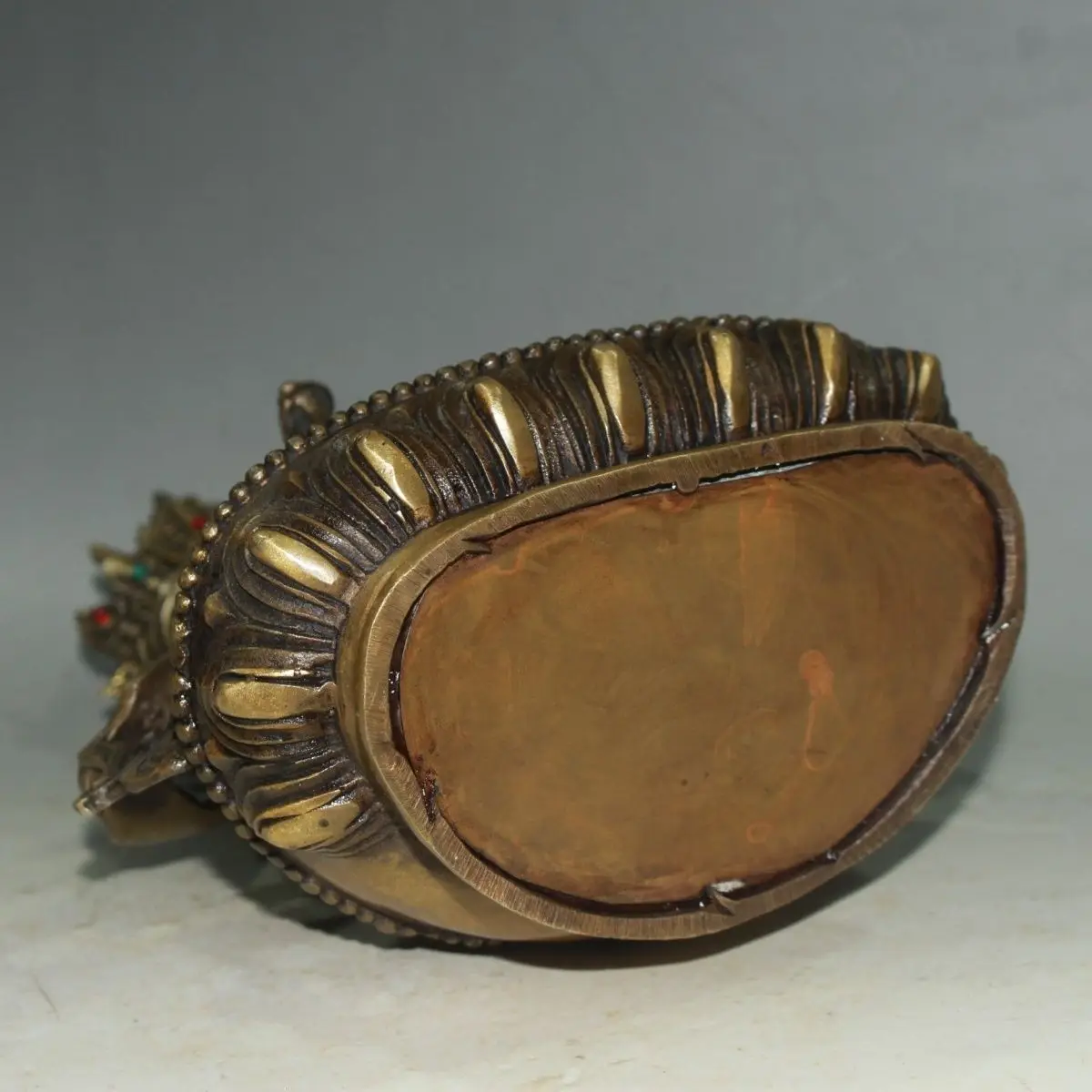 3 Early collection, pure copper inlaid gemstone Vajrasattva Length 15 cm Width 10 cm Height 22 cm 5g AF0616